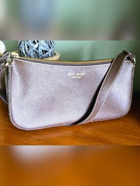 Kate Spade Vintage Brown Pebbled Leather Baguette Shoulder Bag